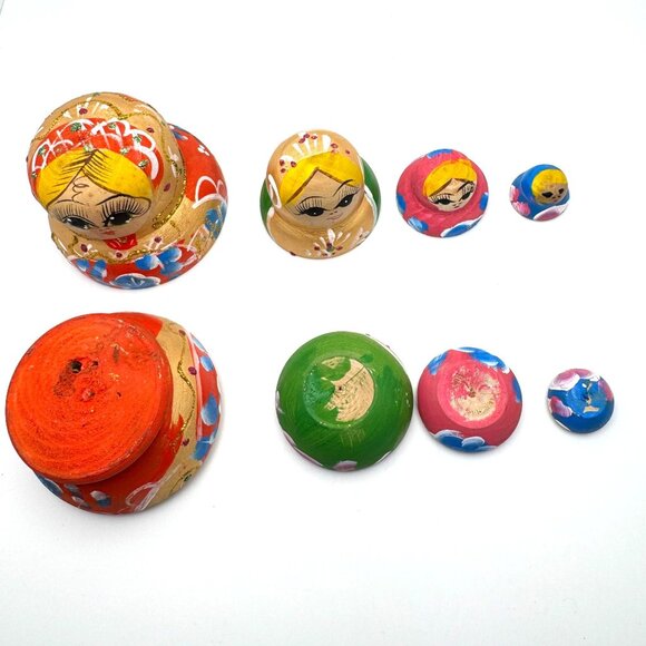 Hand-Painted Russian Matryoshka 4-Piece Wood Nesting Dolls Set Floral Design - Picture 3 of 15